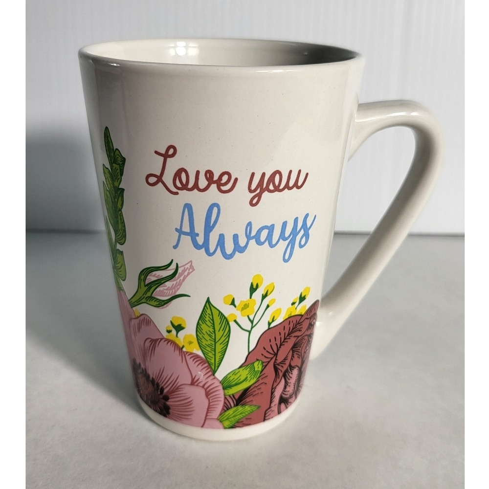 Floral Coffee Mug Love You Always Decorative Tea Cup Novelty Gift